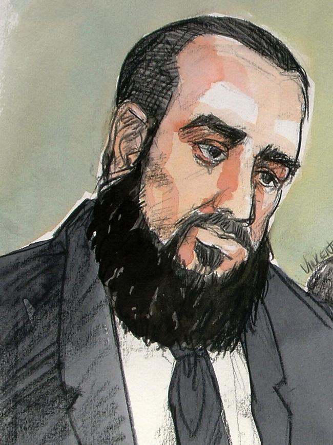 An artist’s impression of Mohammad Kalal at the Brothers for Life trial. 