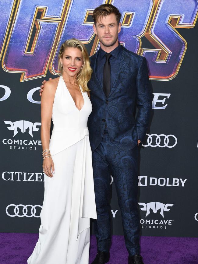 Chris Hemsworth and his wife Elsa Pataky at the world premiere of Avengers: Endgame. Picture: Valerie Macon/AFP