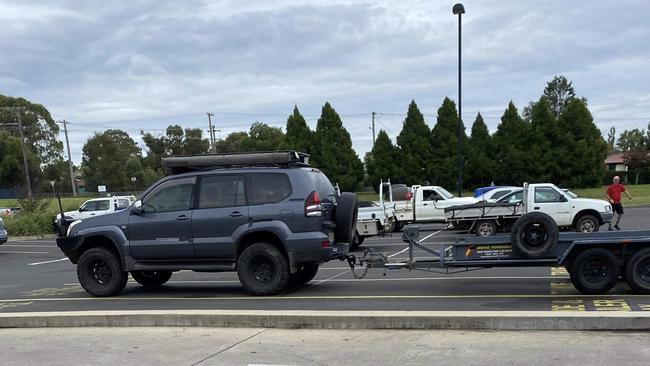 Arrest.... Davis’s car in the Armidale Bunnings car park. Picture: Supplied