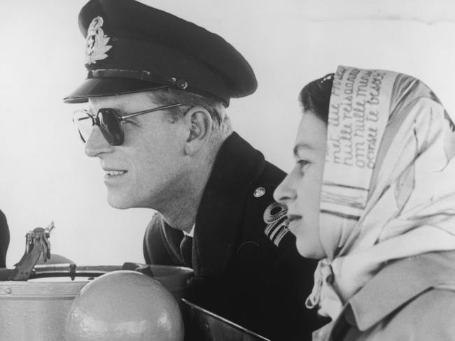 Princess Elizabeth and the Duke of Edinburgh on board the destroyer Crusader, bound for Victoria in British Columbia during their Commonwealth tour, 18th October 1951. Picture:Getty