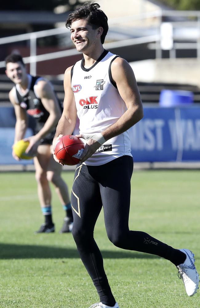 Port’s Riley Bonner trains at Alberton this week. Picture: SARAH REED