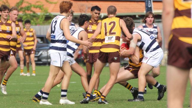 QAFL Colts action between Aspley and Broadbeach in round 1.