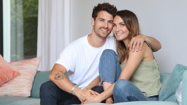 The Bachelor's Matty J and Laura Byrne at home at Bondi. Picture: Richard Dobson