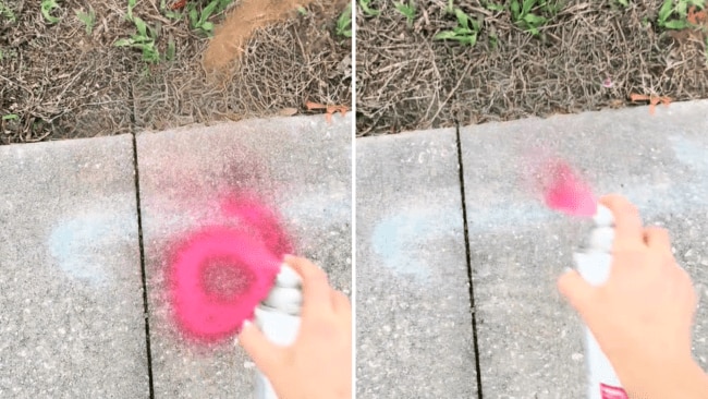 Mum spray paints footpath for unusual reason – and people are outraged