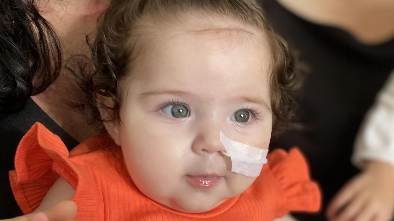 Six-month-old Mackay baby Ariella 'Ella' Gallagher needs to have open heart surgery to repair two holes in her heart. Picture: Contributed