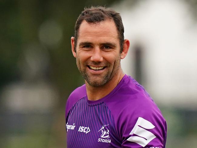 Cameron Smith looks on during an NRL Storm training session at Gosch's Paddock in Melbourne, Wednesday, March 18, 2020. (AAP Image/Scott Barbour) NO ARCHIVING