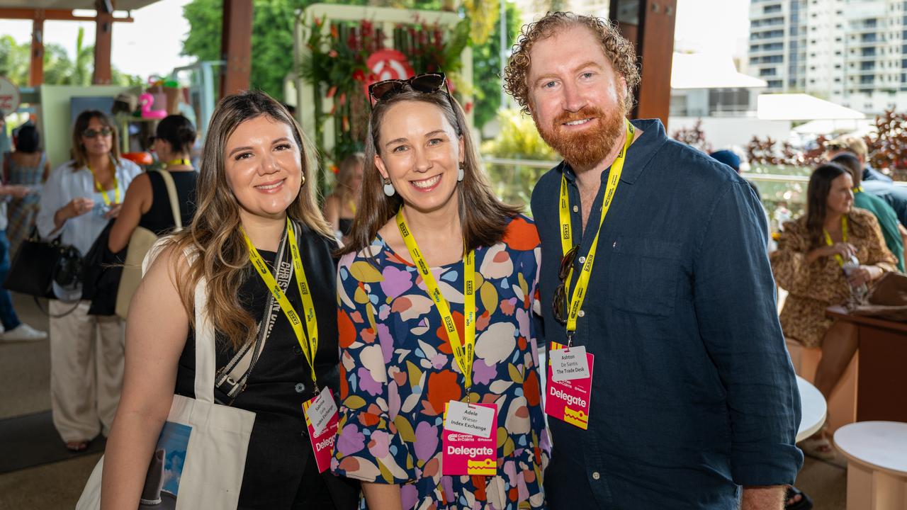 Sabrina Gela, Adele Wieser and Ashton De Santis at Cannes In Cairns on Tuesday Morning. Picture Emily Barker