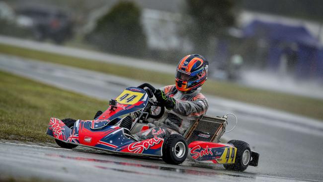 Race of Stars Elite KZ2 final at the Xtreme Karting complex in Pimpama. Winner #44 Anthony Abbasse of France.   Picture: Jerad Williams