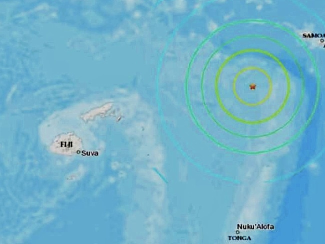 A 7.6 magnitude struck Tonga on May 11, 2023.Picture: USGS Screengrab