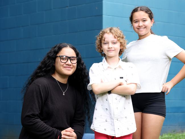 Rochedale State High School student Sheema Tafa, Mount Cotton State School student Hudson Gifford and Baringa State Secondary College student Letycia Collard are the vocalists at the Creative Generation 2022. Photo: Steve Pohlner