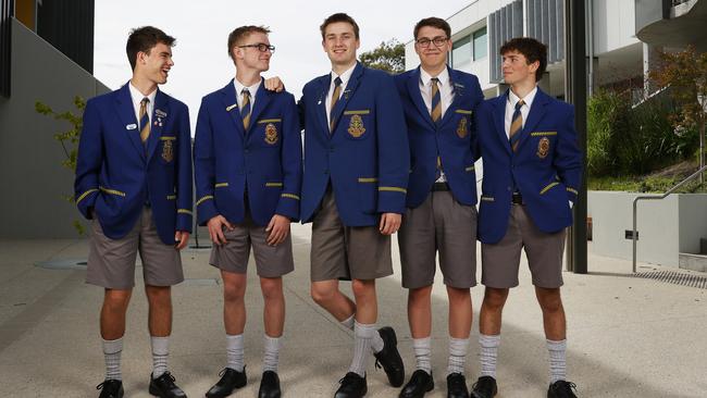 Harry Fulton, Jacob Clothier, Charles Lennon, Samuel Nadler, James Pinelli who are some of the students graduating. St Virgil's College has it's first group of year 12 students graduating for many years. Picture: Nikki Davis-Jones