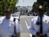 US Secret Service Officers stand post near the White House