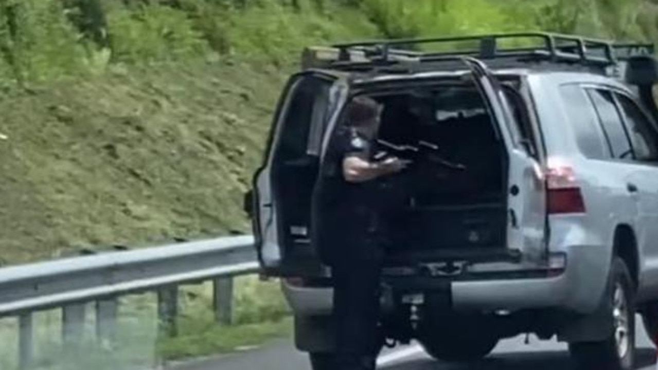 Heavily armed police were deployed on Wednesday, April 2 and could be seen by residents to have large rifles with them as they searched for an armed man from PNG. Picture: Facebook.
