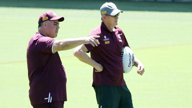 (L-R) coaching duo Mal Meninga and Wayne Bennett add much needed experience to the Maroons. Picture: Nigel Hallett