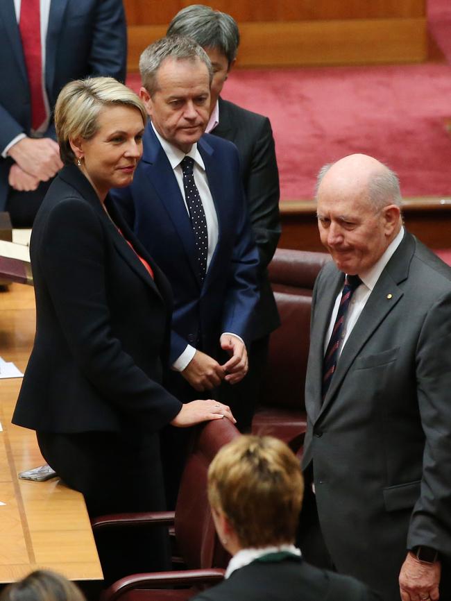 Sir Cosgrove either missed the deputy opposition leader’s outstretched hand or decided to ignore it. Picture Kym Smith