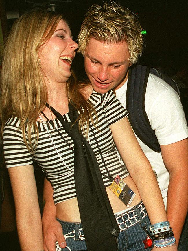 Margaret Bulat and David Henretty at Surfers Paradise Beer Garden in 2003.