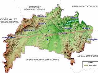 TRAIL OF TEARS: Route of the disused Santos oil pipeline which is stopping hundreds of Ipswich residents from building. Picture: Contributed