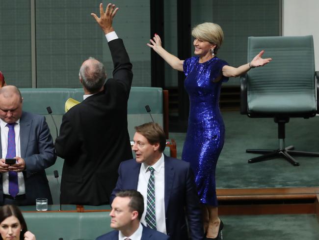 Julie Bishop prior to Treasurer Josh Frydenberg’s first Budget speech in the House Representatives in Parliament House in Canberra. Picture Gary Ramage