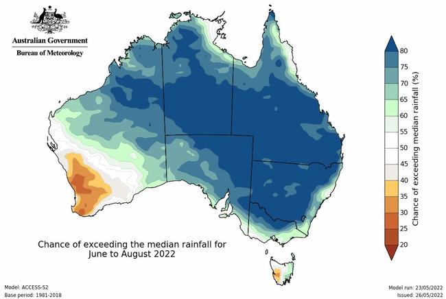 The Bureau of Meteorology says there is an 80 per cent chance that higher than average rainfall will hit the Wide Bay this spring. Picture: BOM.