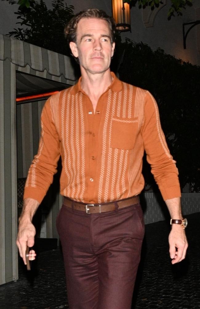 After recently revealing his cancer diagnosis, ‘Dawson’s Creek’ star James Van Der Beek was spotted leaving a party at the Chateau Marmont in Los Angeles. Picture: Splash/Backgrid