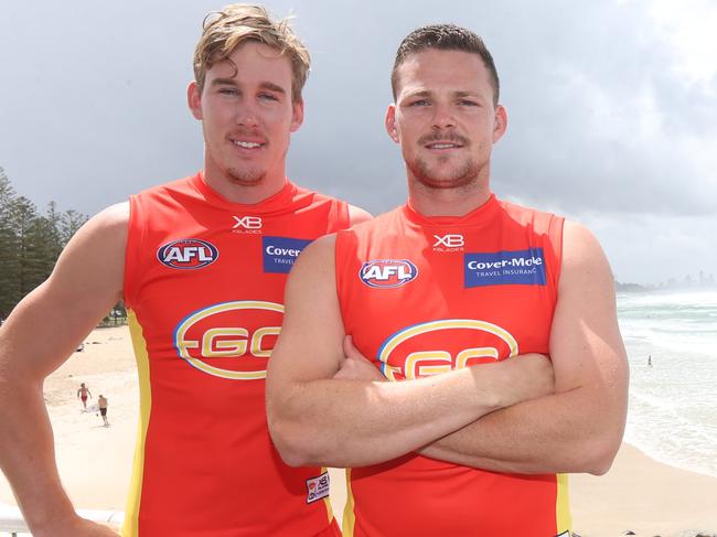 Gold Coast SUNS  Press confrence. Co-captains Tom Lynch and Steven May.  Picture Mike Batterham