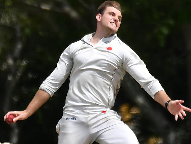 Mudgeeraba Nerang bowler Nathan LyonsTaper Premier League grand final between Mudgeeraba Nerang and Helensvale Pacific Pines.Sunday March 26, 2023. Picture, John Gass