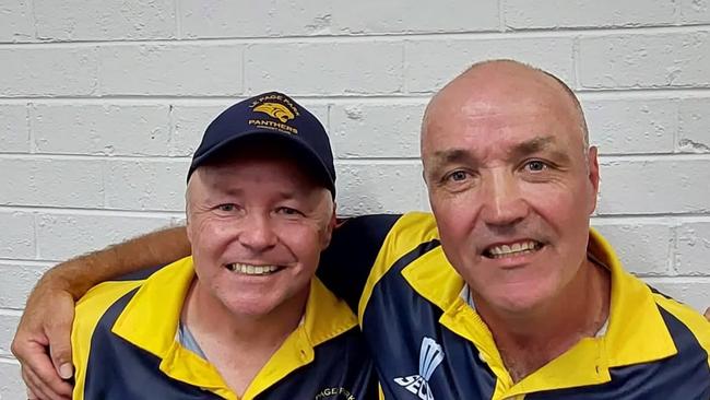 Milestone men: Tim and Paul O'Meara of Le Page Park Cricket Club.