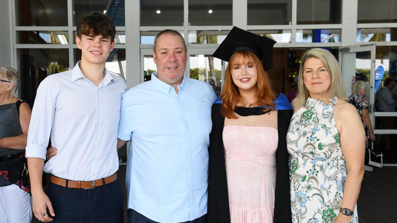 George, Ian, Emily and Heather Coleman at the James Cook University 2023 Graduation. Picture: Shae Beplate.