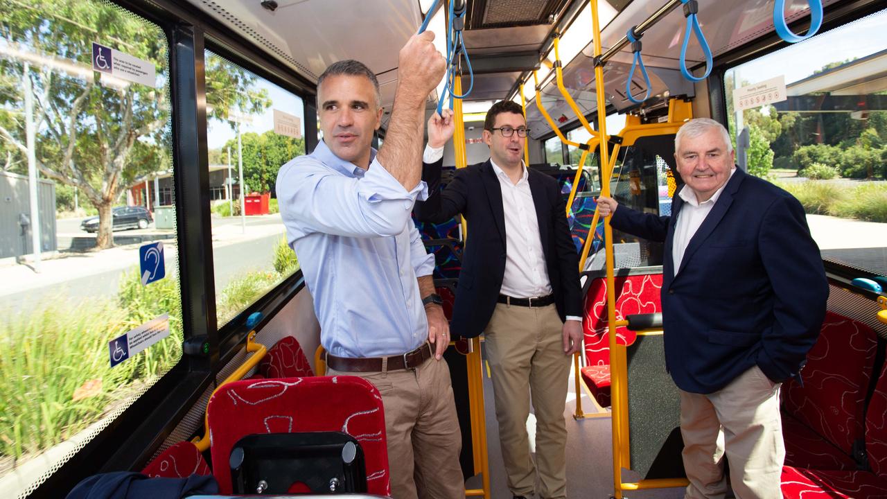 Premier Peter Malinauskas, Kavel MP Dan Cregan and Mt Barker Mayor David Leach at the announcement. Picture: Brett Hartwig