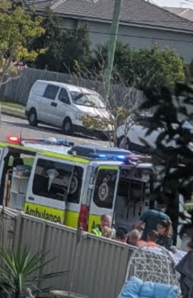 Ambulance officers at the scene.