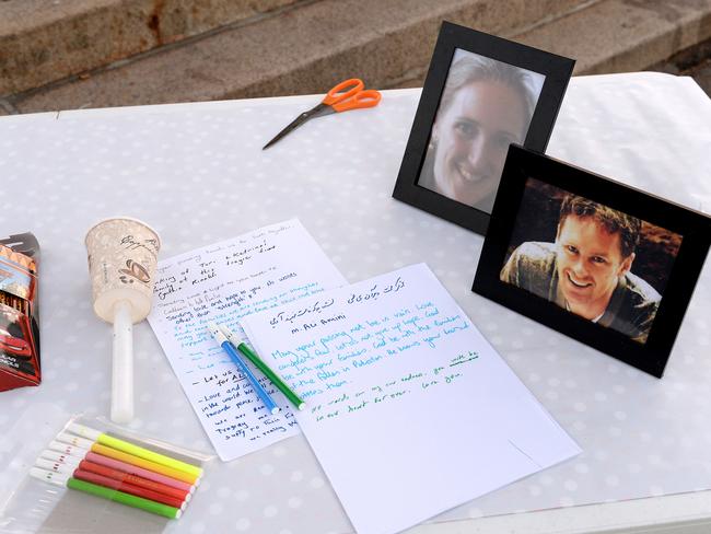 Tributes at a vigil held in Elder Park last night. Pic: Campbell Brodie.