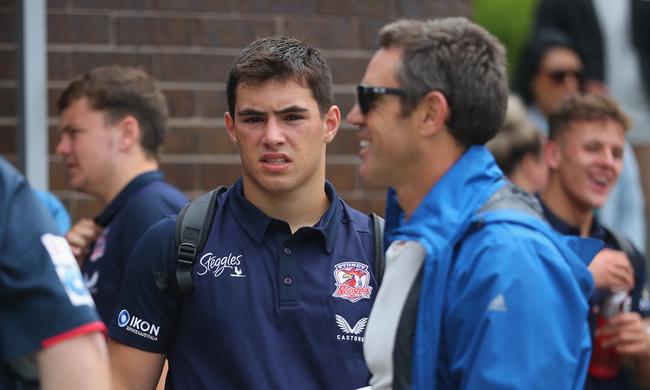 Zach Fittler with dad Brad after the match. Picture: Jeremy Ng