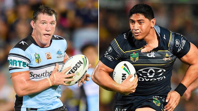 Cronulla’s Paul Gallen and North Queensland’s Jason Taumalolo will lock horns.