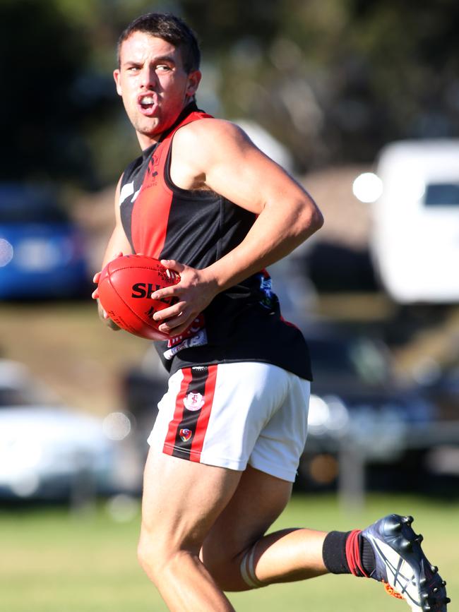 Morphett Vale’s Jack Langdon starred for the Emus in their win against Reynella on Saturday. Picture: Stephen Laffer