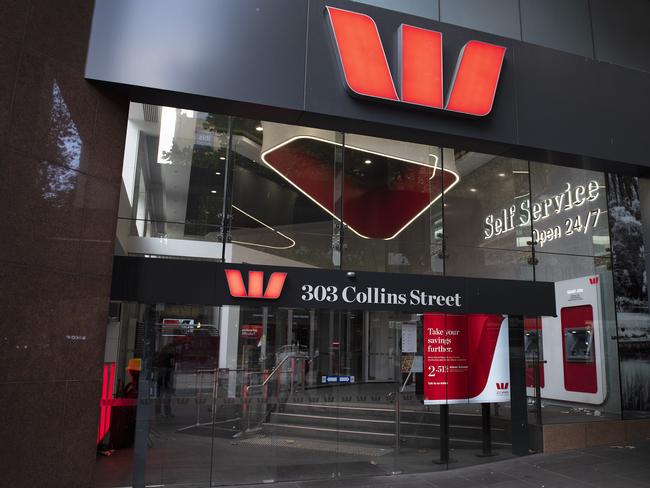 Westpac Bank signage is seen in Melbourne, Sunday, 5 May 2019. Westpac is due to deliver in financial half year results tomorrow, Monday 6 May, 2019. (AAP Image/Ellen Smith) NO ARCHIVING