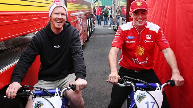 Riewoldt and Scott McLaughlin at Bathurst 1000. Picture: Rohan Kelly