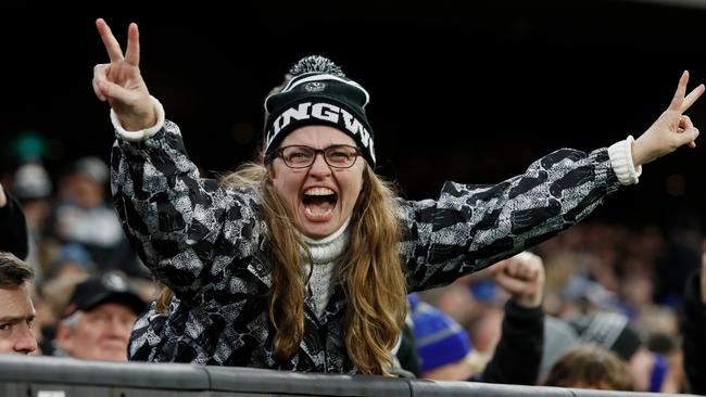 A happy Collingwood supporter.