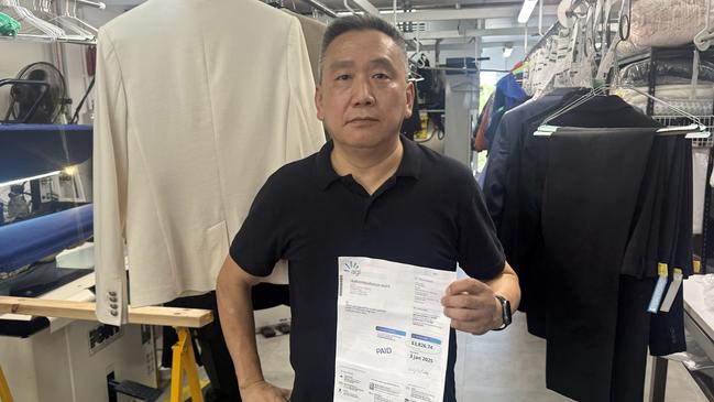 Gordon dry cleaner David Weng has just received a monthly gas bill for almost $4,000, which is ‘killing’ his business. Picture: Supplied