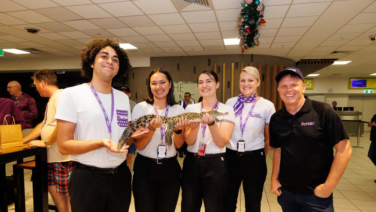 Bonza staff laughing it up at Darwin International Airport