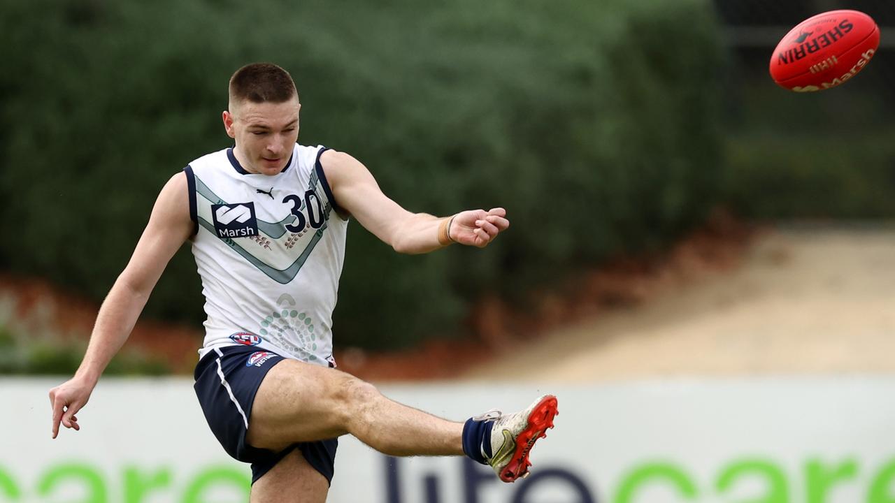 Cooper Hynes is the Bulldogs’ first pick at No. 20. (Photo by Will Russell/AFL Photos/via Getty Images)