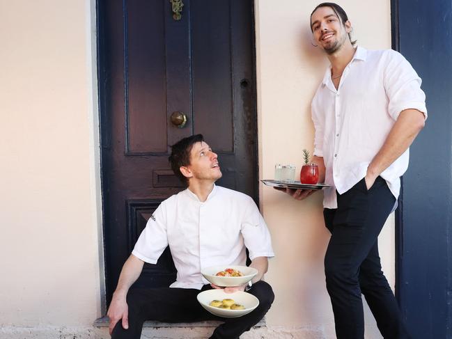 7/7/23: Restaurant Manager, Benn Moncelet with some cocktails and Executive Chef, Matteo Zamboni with some pasta dishes at Civico 47 in Paddington. John Feder/The Australian.