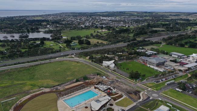 The new 50m pool looking towards Drysdale. The $15.5m North Bellarine Aquatic Centre at Drysdale is nearing completion. Picture: Alan Barber