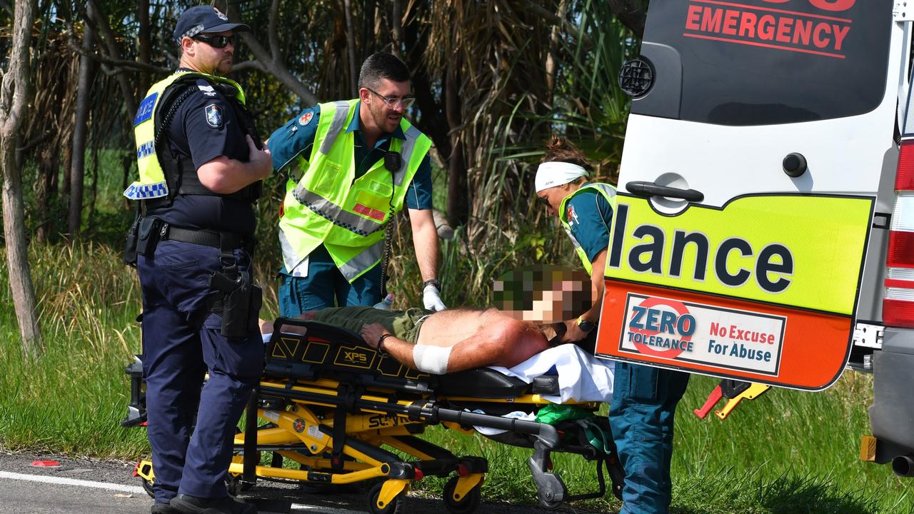 Photographs from the scene of a single-vehicle traffic accident on the Bruce Highway. Multiple emergency crews from both Ingham and Townsville responded to the accident at Coolbie north of Frosty Mango at Mutarnee just after 2:30pm on Wednesday. Picture: Cameron Bates