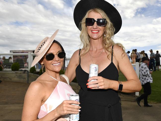 Ladbrokes Sale Cup. Racegoers are pictured attending Cup Day horse races at Sale Turf Club, Sunday 27th October 2024. Emily Chomley and Dayle McKinnon. Picture: Andrew Batsch