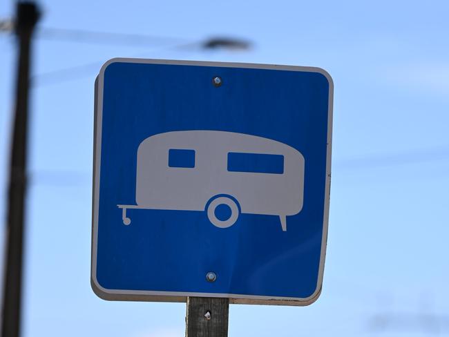 ADELAIDE, AUSTRALIA - NewsWire Photos OCTOBER 5, 2021: Stock/generic images of traffic signs - caravan sign. Picture: NCA NewsWire / Naomi Jellicoe