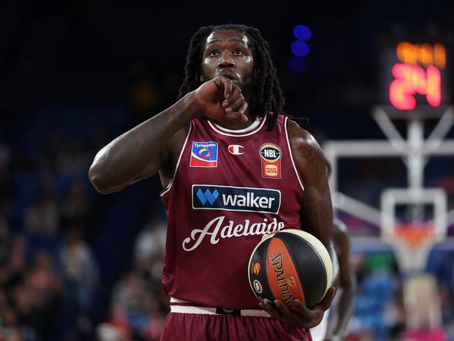 PERTH, AUSTRALIA - SEPTEMBER 22: Montrezl Harrell of the 36ers prepares to shoot a free throw during the round one NBL match between Adelaide 36ers and Sydney Kings at RAC Arena, on September 22, 2024, in Perth, Australia. (Photo by Paul Kane/Getty Images)