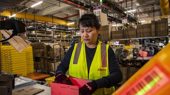 Mai Phan at the Amazon Fulfillment Centre in Kemps Creek, Sydney. Picture: Supplied