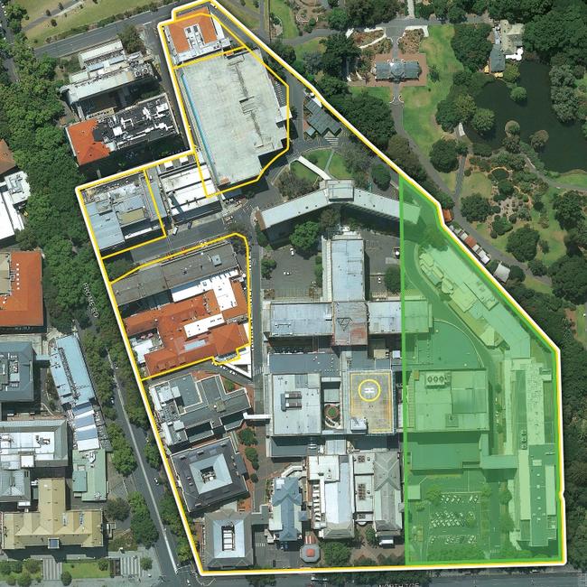 Part of the old RAH site (highlighted in green) will be returned to the Botanic Garden.