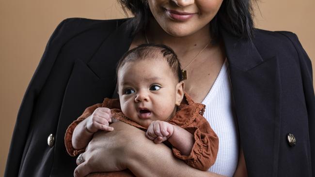 Sofi Leota with daughter Mila Louise Ofahengaue. Picture: Mark Cranitch