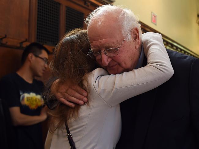 Deaton is congratulated by a supporter. Picture: Jewel Samad